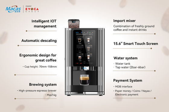 Stainless Steel 304 Commercial Coffee Espresso Vending Machine 57Kg