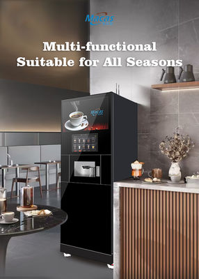 Floor Standing Instant Tea Coffee Vending Machines With 27inch Advertising Screen