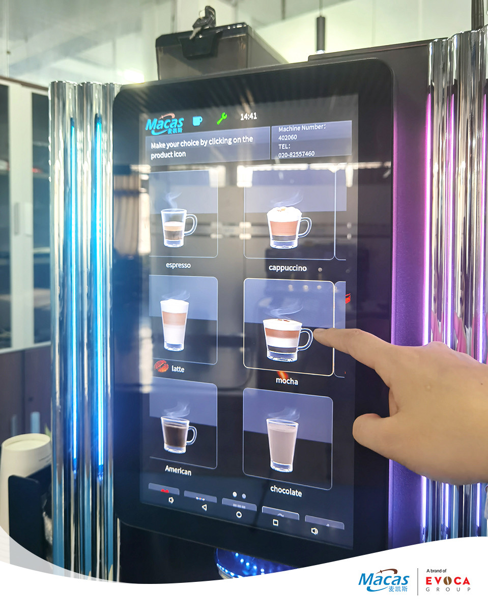 Interactive Coffee Machine 15.6inch Touch Screen Commercial Coffee Vending Machine With Automatic ...